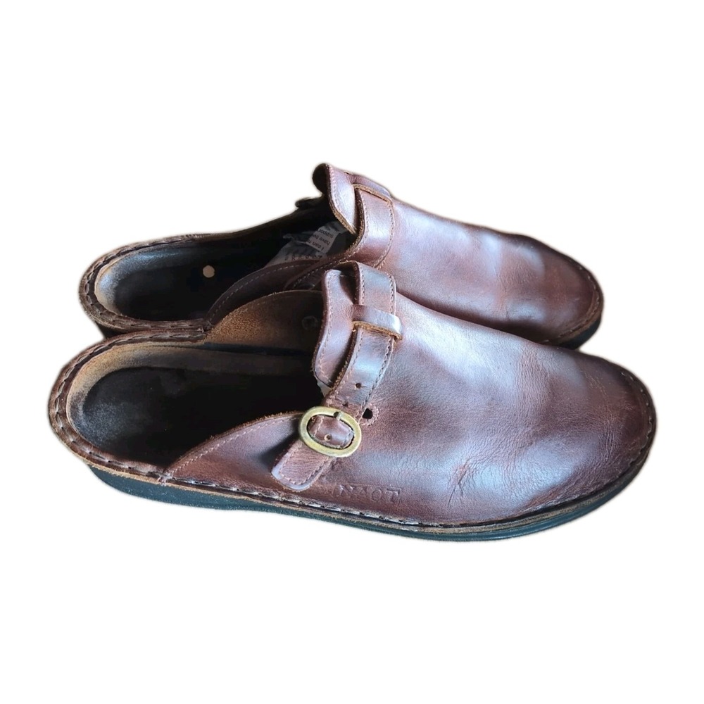 Naot Aster Womens 42 Cardamom 🤎 Leather Comfort Slip On Mule Clog Shoes Buckle